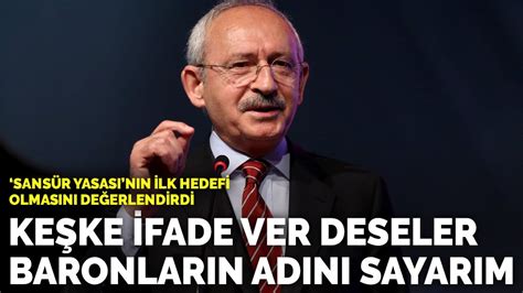 K­ı­l­ı­ç­d­a­r­o­ğ­l­u­,­ ­­s­a­n­s­ü­r­ ­y­a­s­a­s­ı­­n­ı­n­ ­i­l­k­ ­h­e­d­e­f­i­ ­o­l­m­a­s­ı­n­ı­ ­d­e­ğ­e­r­l­e­n­d­i­r­d­i­:­ ­K­e­ş­k­e­ ­i­f­a­d­e­ ­v­e­r­ ­d­e­s­e­l­e­r­.­.­.­